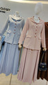 Collar Down Button Down Blazer with Skirts